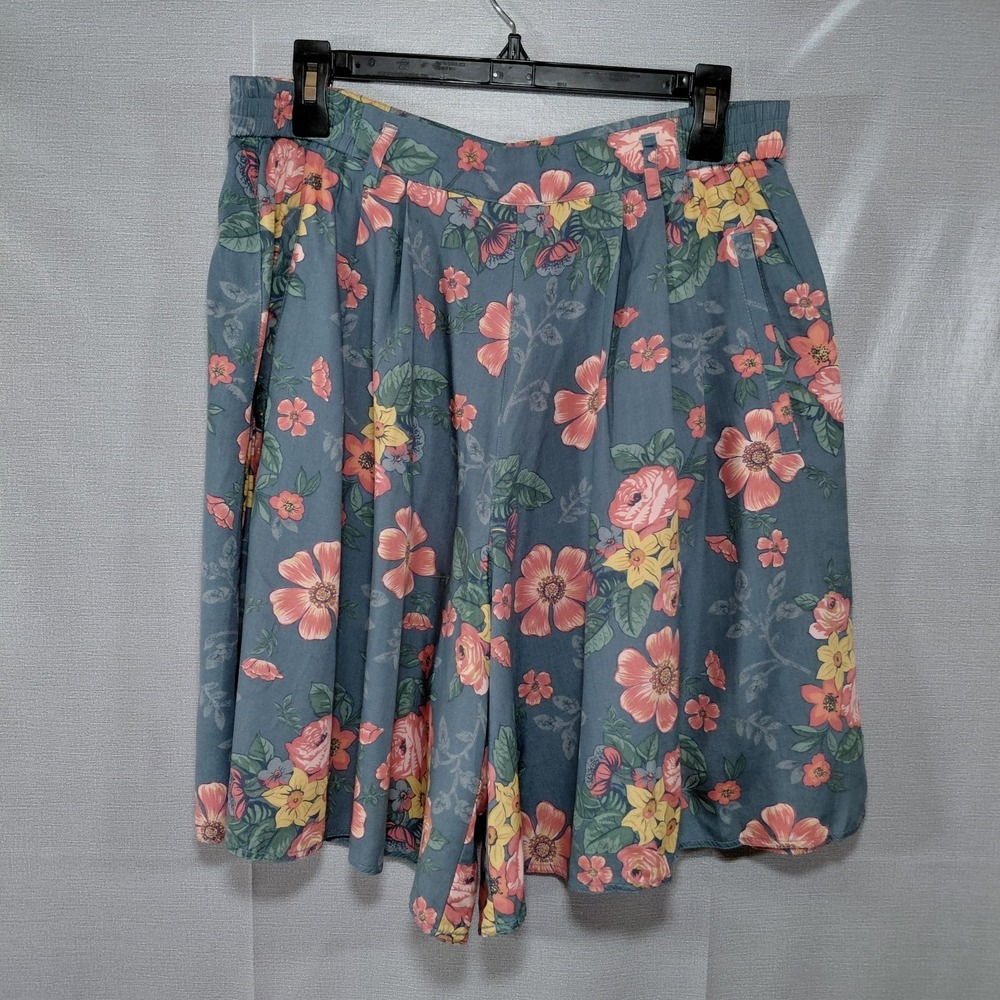 Vtg Liz Wear Floral Culotte Shorts Women's 12 High Waisted Lightweight Flowy